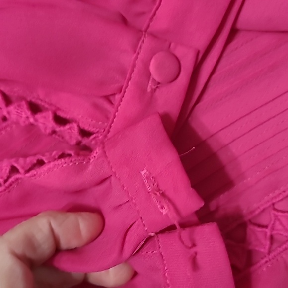 Jessica London Pink Blouse with Lace like Trim & cutout down the sleeves size 14 - Picture 11 of 11